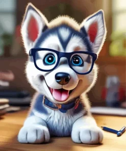 Husky Wearing Glasses Diamond Painting
