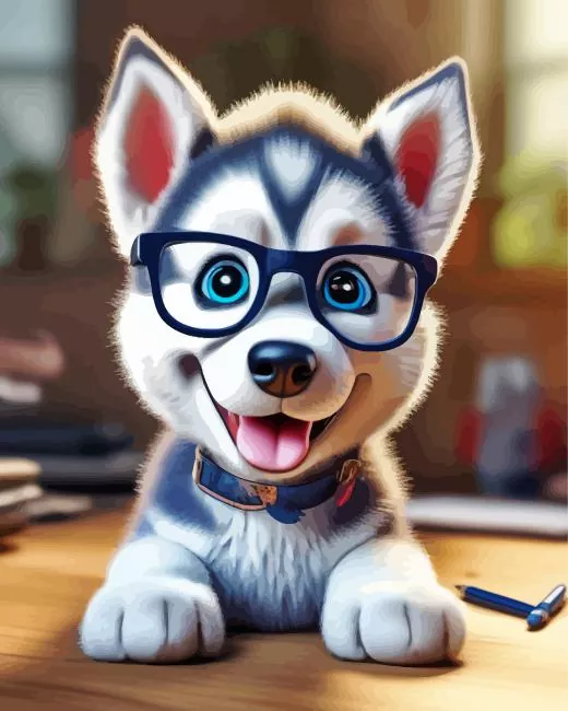 husky wearing glasses diamond paints Husky Wearing Glasses Diamond Painting