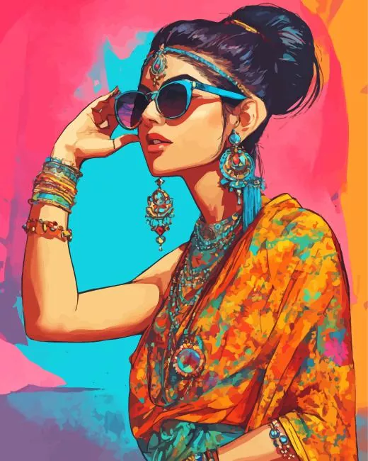 indian girl pop art diamond paints Indian Girl Pop Art Diamond Painting