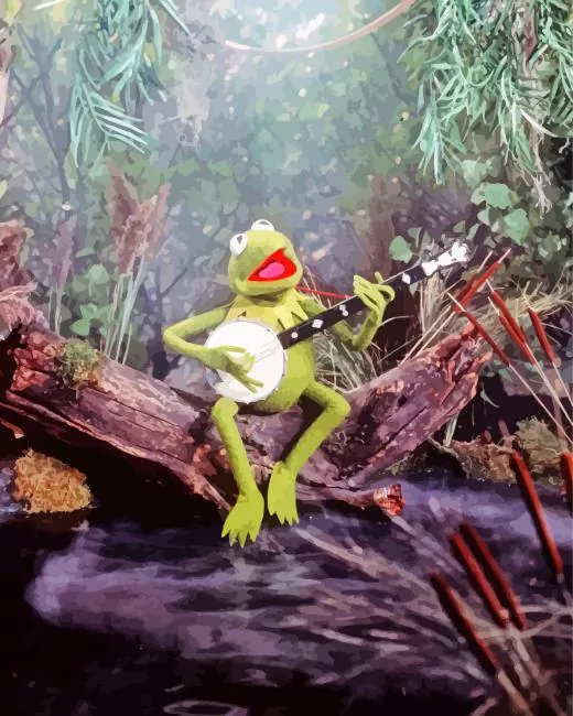 kermit playing banjo Diamond By Numbers Kermit Playing Banjo Diamond Painting