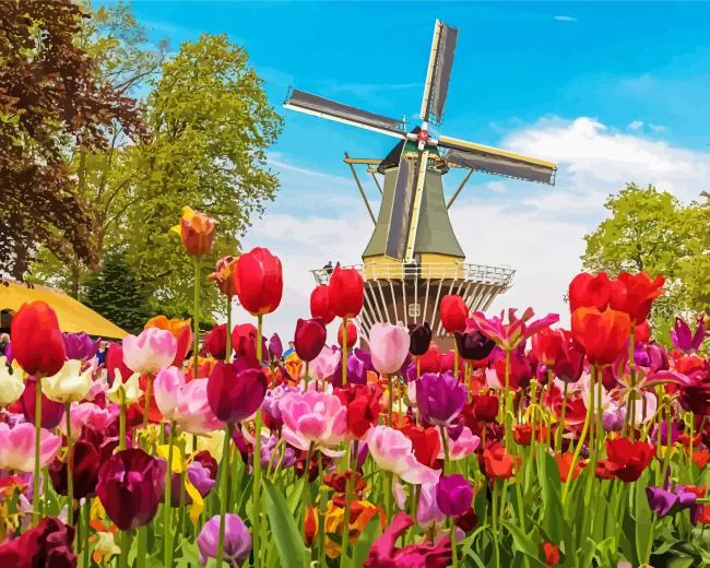 kinderdijk tulips Diamond Dotz Kinderdijk Tulips Diamond Painting