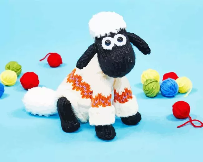 knitting sheep Diamond With Numbers Knitting Sheep Diamond Painting