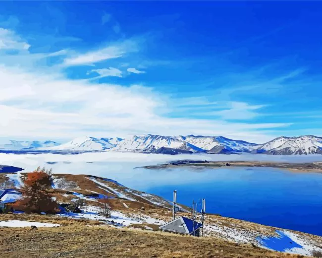 lake tekapo new zealand Diamond With Numbers Lake Tekapo New Zealand Diamond Painting