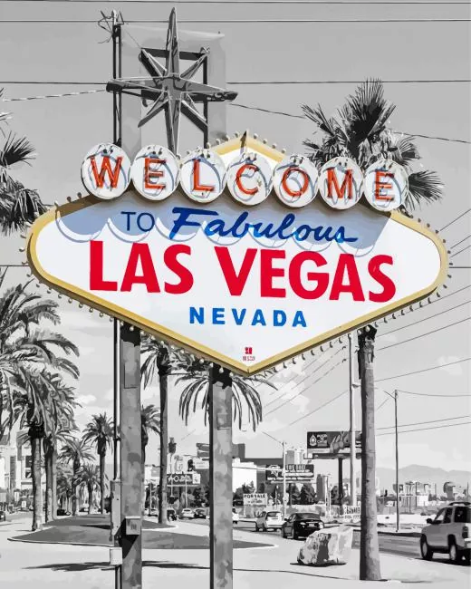 las vegas poster Diamond With Numbers Las Vegas Poster Diamond Painting