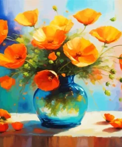 Orange Poppies Diamond Painting