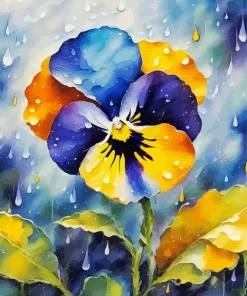 Pansy And Rain Diamond Painting
