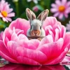 Pink Flower And Bunny Diamond Painting