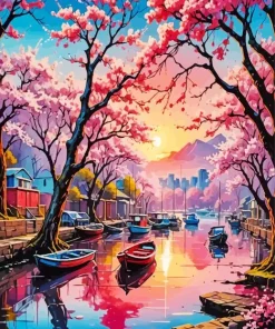 Pink Sunset Art Diamond Painting