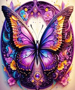 Purple Butterfly Art Diamond Painting