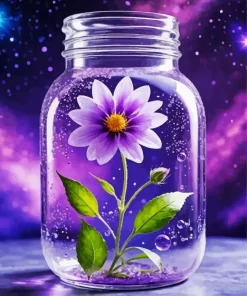 Purple Flower In Jar Art Diamond Painting