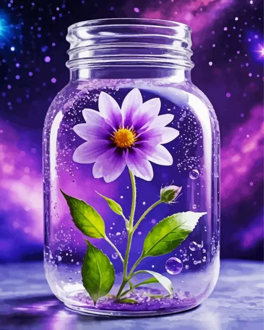 purple flower in jar art Diamond Painst Purple Flower In Jar Art Diamond Painting