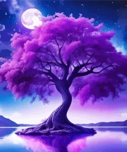 Purple Night Tree Diamond Painting