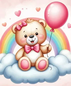 Rainbow Teddy Bear Nursery Diamond Painting