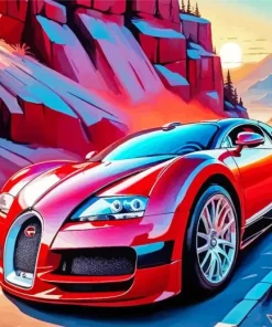 Red Bugatti Car Diamond Painting