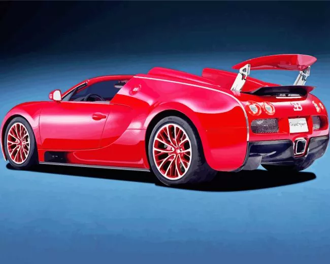 red bugatti veyron Diamond With Numbers Red Bugatti Veyron Diamond Painting