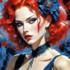 Red Head Woman Diamond Painting