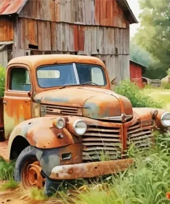 Retro Truck Barn Diamond Painting