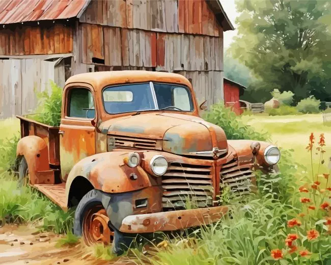 retro truck barn Diamond Dotz Retro Truck Barn Diamond Painting