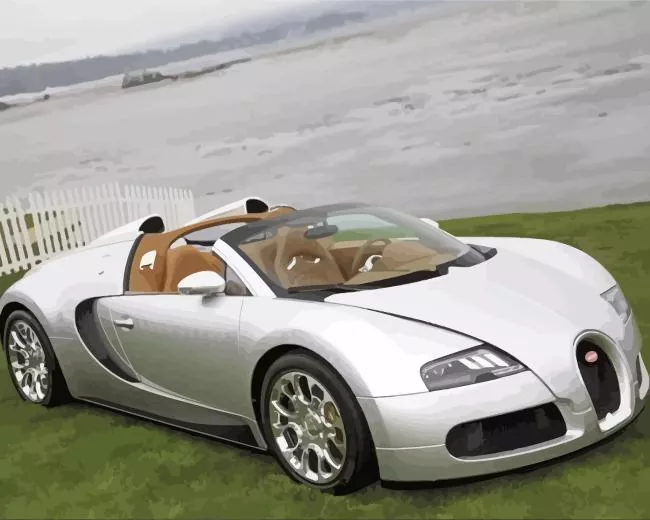 silver bugatti veyron Diamond By Numbers Silver Bugatti Veyron Diamond Painting