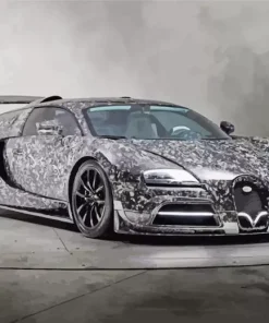 Silver Bugatti Veyron Car Diamond Painting