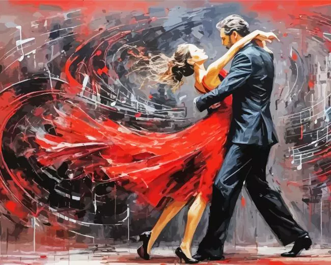 tango dancers Diamond With Numbers Tango Dancers Diamond Painting