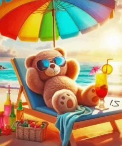 Teddy Bear On Holiday Diamond Painting