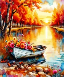 Whimsical Floral Boat Diamond Painting