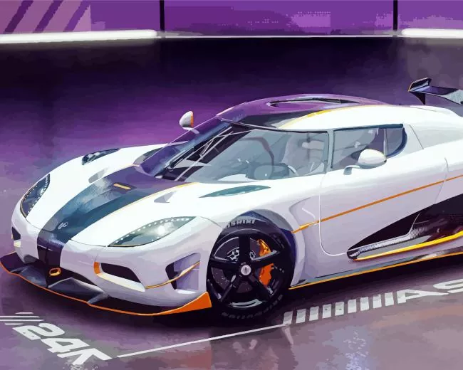 white koenigsegg agera Diamond By Numbers White Koenigsegg Agera Diamond Painting