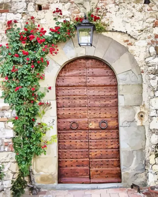 wooden brown door Diamond By Numbers Wooden Brown Door Diamond Painting