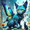 Blue Butterfly Cat Diamond Painting
