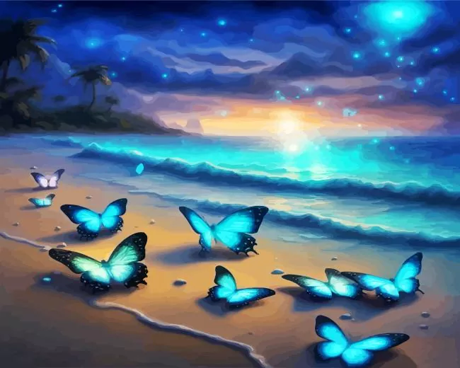 Butterfly Beach Diamond By Numbers Butterfly Beach Diamond Painting