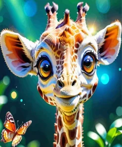 Butterfly Giraffe Diamond Painting
