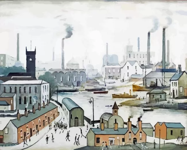 Canal and Factories by ls lowry Diamond Paints Canal and Factories by ls Lowry Diamond Painting
