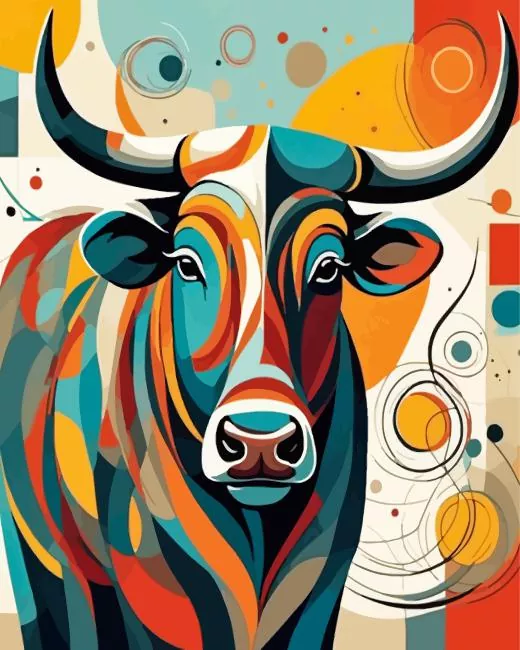 Colorful abstract bull Diamond Paints Colorful Abstract Bull Diamond Painting