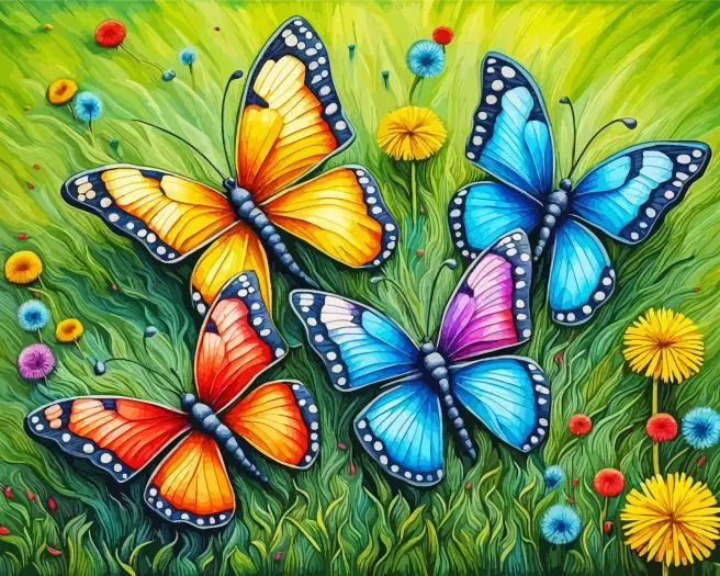 Colorful butterflies Diamond By Numbers Colorful Butterflies Diamond Painting