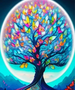 Colorful Butterfly Tree Art Diamond Painting