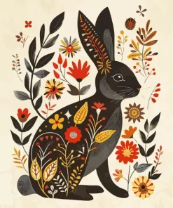 Folk Bunny Diamond Painting