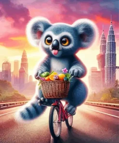Funny Koala Is On A Bike Diamond Painting
