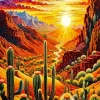 Grand Canyon Cactus Sunrise Diamond Painting