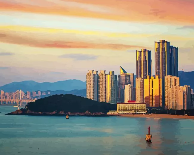 Haeundae Beach Busan South Korea Diamond By Numbers Haeundae Beach Busan South Korea Diamond Painting