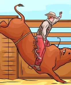 Illustration Bull Rider Diamond Painting