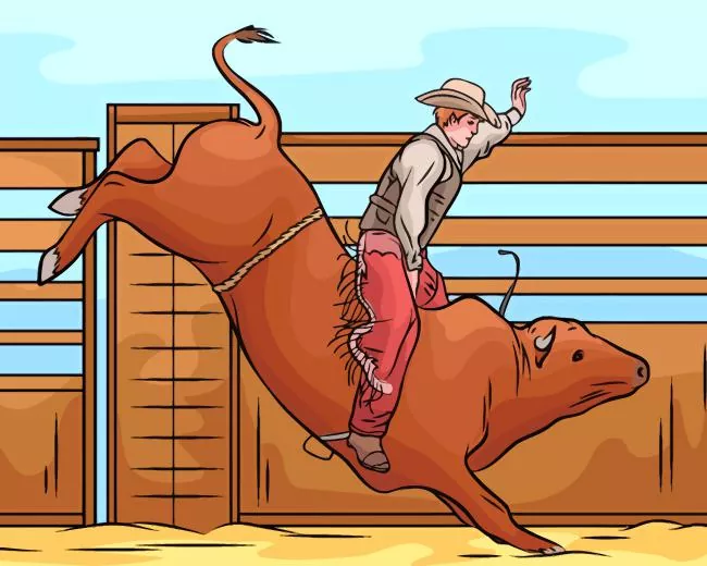 Illustration Bull Rider Diamond Paints Illustration Bull Rider Diamond Painting