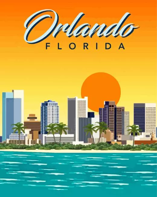 Orlando Florida Poster Diamond By Numbers Orlando Florida Poster Diamond Painting