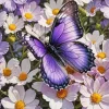 Purple Butterfly On Flowers Diamond Painting