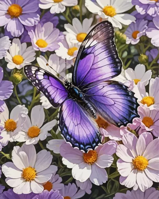 Purple butterfly on flowers Diamond Paints Purple Butterfly On Flowers Diamond Painting