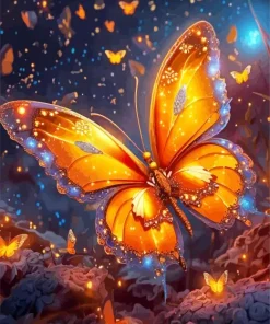 Sparkly Orange Butterfly Diamond Painting