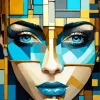 Blue Geometric Art Face Diamond Painting