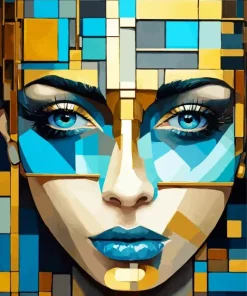 Blue Geometric Art Face Diamond Painting
