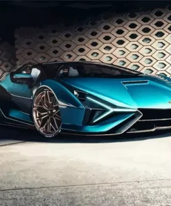Blue Lamborghini Sian Diamond Painting