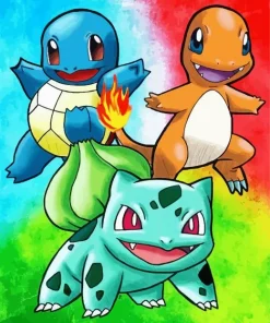 Bulbasaur With Charmander And Squirtle Diamond Painting